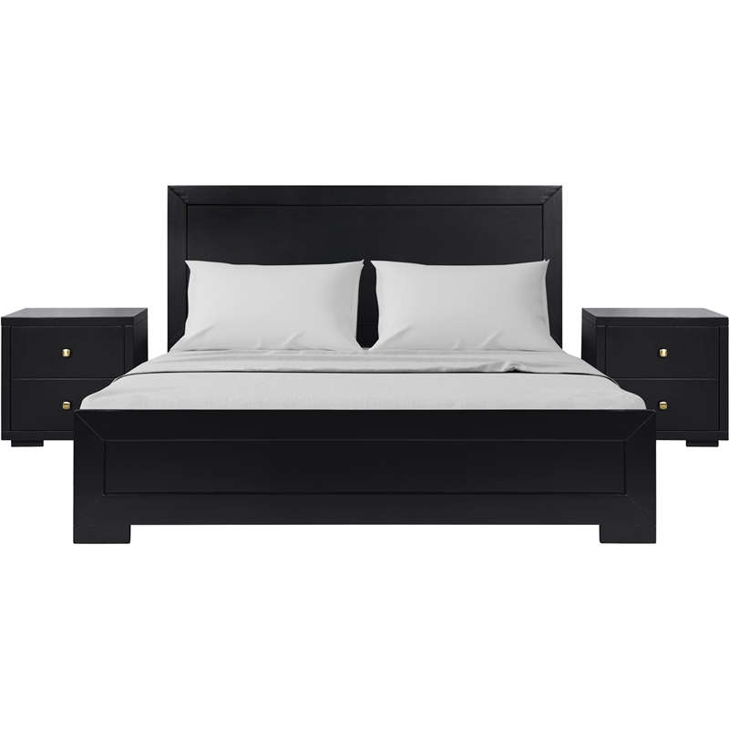 Camden Isle Oxford Wooden Black Queen Bed with Complete Slat System