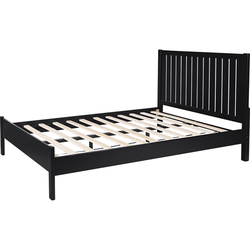 Graham Wooden Platform Bed in Black Queen