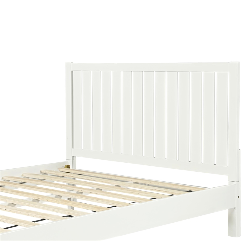 Graham Wooden Platform Bed in White Queen
