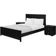 Winston Wooden Platform Bed in Black Queen with 2 Nightstands