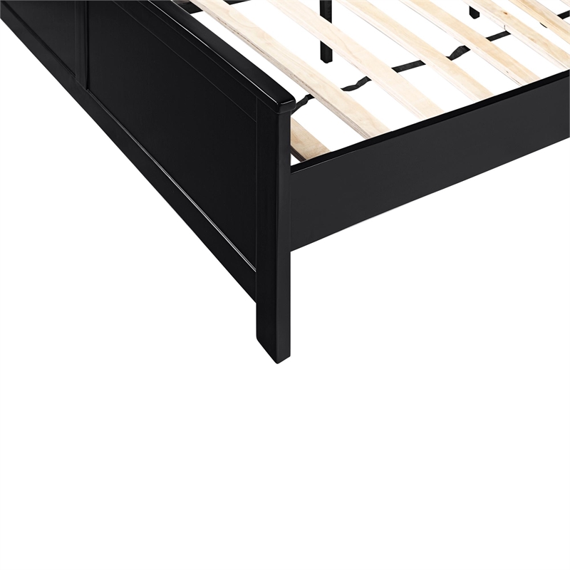 Winston Wooden Platform Bed in Black King with 2 Nightstands