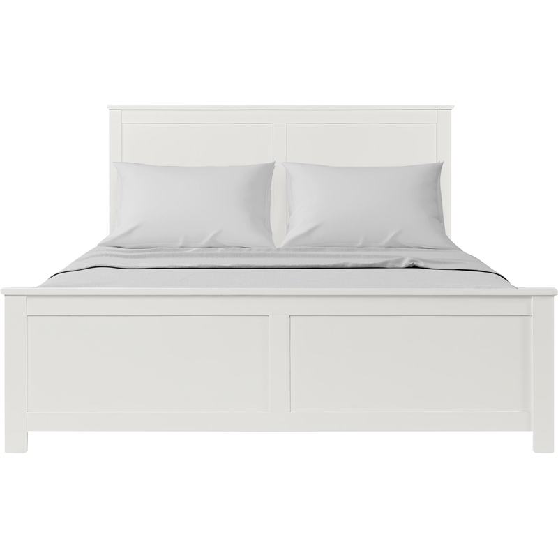 Winston Wooden Platform Bed in White Queen with 2 Nightstands