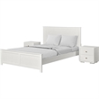 Winston Wooden Platform Bed in White King with 2 Nightstands