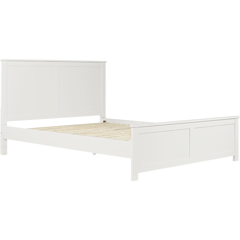 Winston Wooden Platform Bed in White King with 2 Nightstands