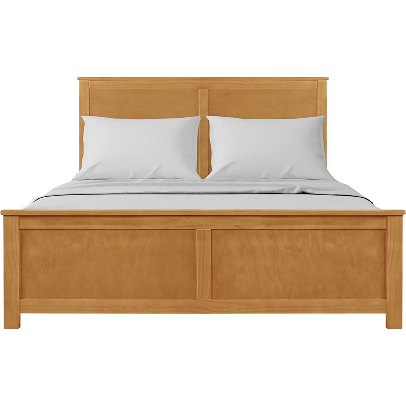 Winston Wooden Platform Bed in Oak Queen with 2 Nightstands