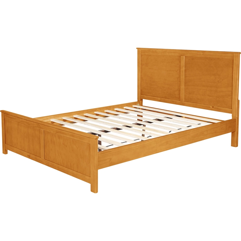 Winston Wooden Platform Bed in Oak Queen with 2 Nightstands