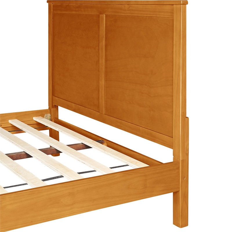 Winston Wooden Platform Bed in Oak Queen with 2 Nightstands