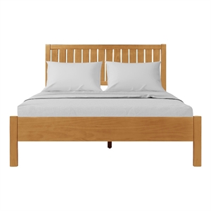 Graham Wooden Platform Pine Bed in Oak King with Slatted Headboard