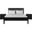 Graham Wooden Platform Bed in Black Queen with 2 Nightstands