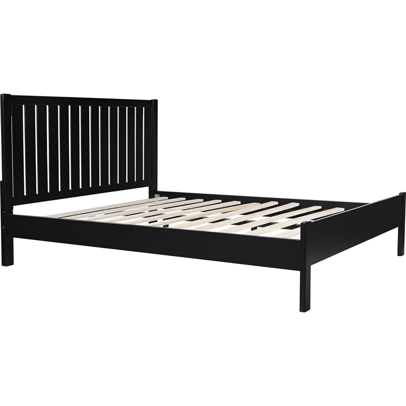 Graham Wooden Platform Bed in Black King with 2 Nightstands
