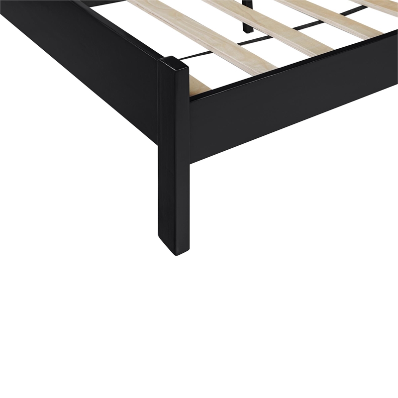 Graham Wooden Platform Bed in Black King with 2 Nightstands