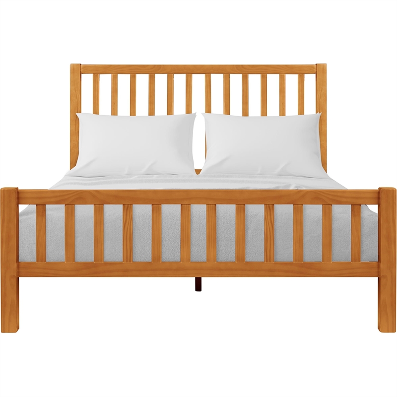 Hampton Wooden Platform Bed in Cherry King with 2 Nightstands