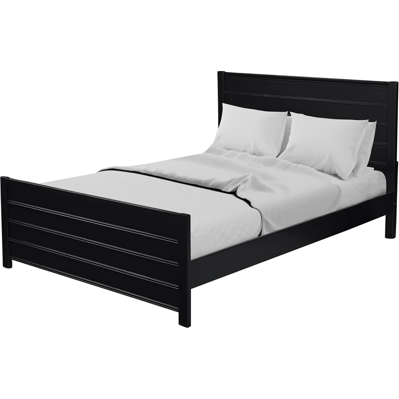 Caroline Wooden Platform Bed in Black Queen