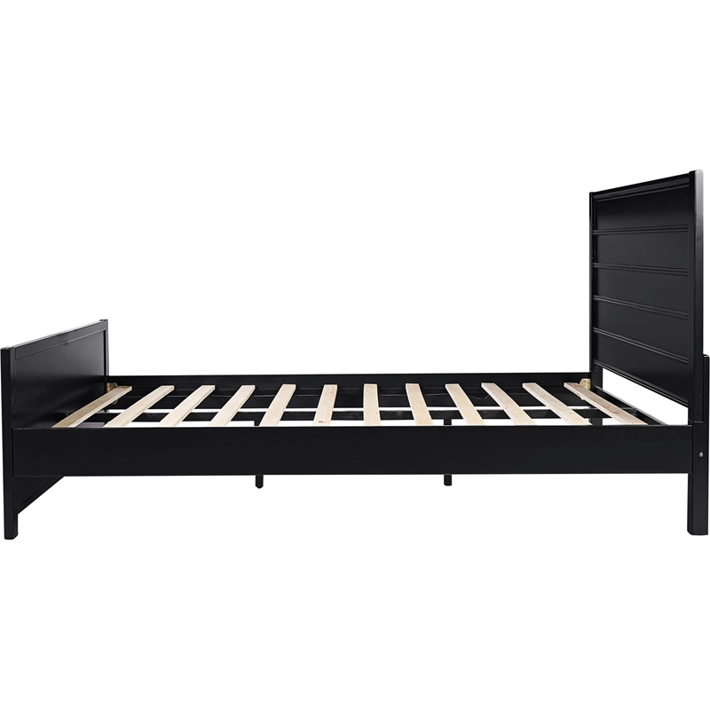 Caroline Wooden Platform Bed in Black Queen