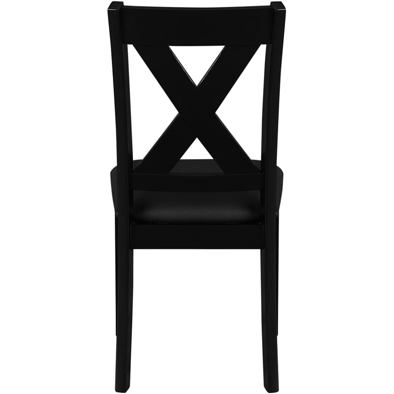 Kendal Upholstered Faux Leather Dining Chair (Set of 2) Black with Cross Back