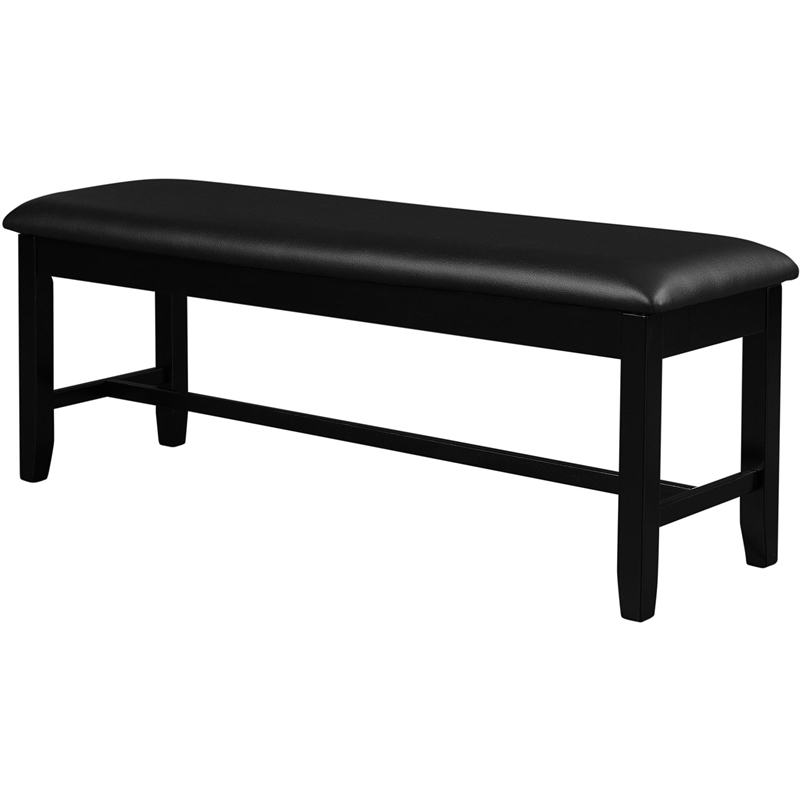 Kendal Upholstered Faux Leather Dining Bench Black with Straight Legs