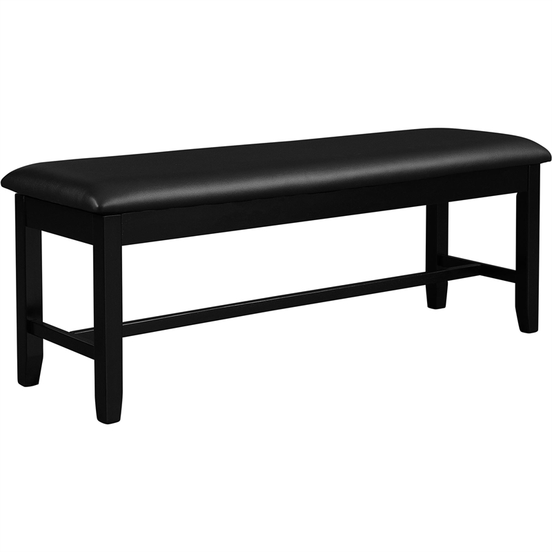 Kendal Upholstered Faux Leather Dining Bench Black with Straight Legs