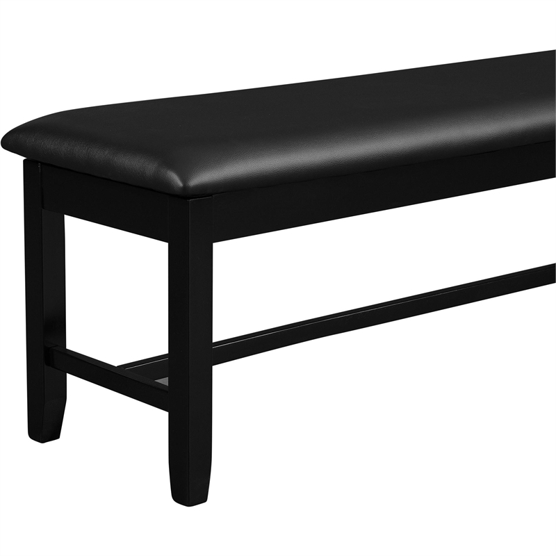 Kendal Upholstered Faux Leather Dining Bench Black with Straight Legs