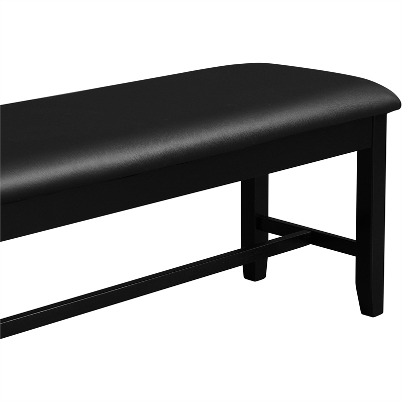 Kendal Upholstered Faux Leather Dining Bench Black with Straight Legs
