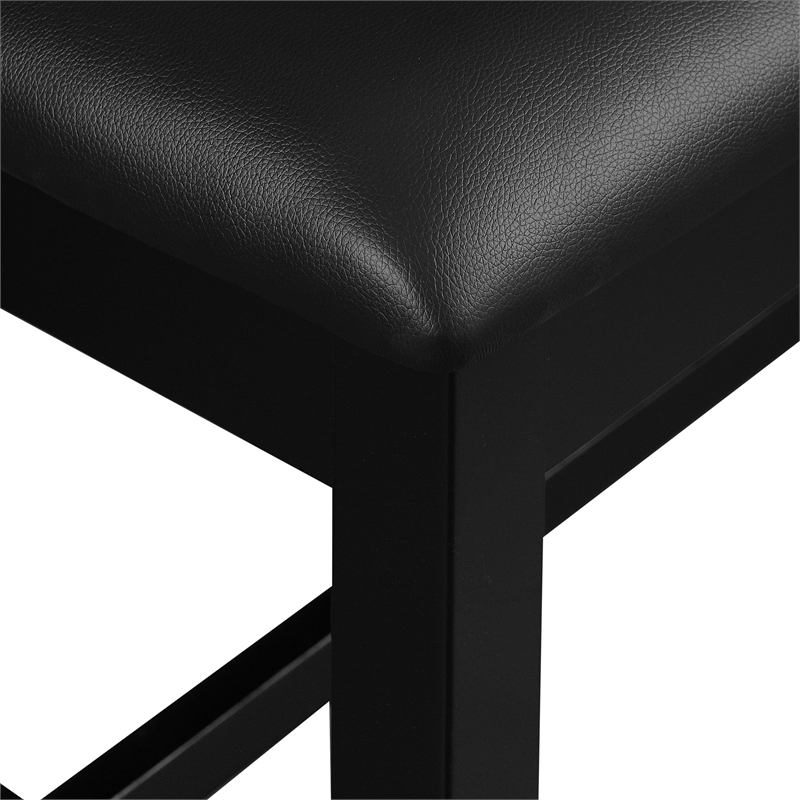 Kendal Upholstered Faux Leather Dining Bench Black with Straight Legs