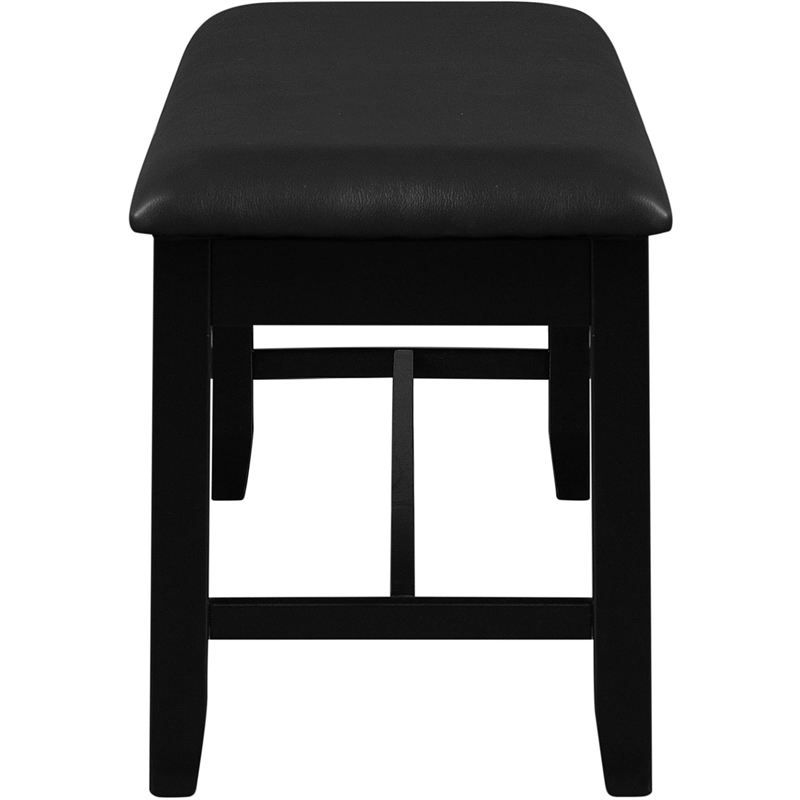 Kendal Upholstered Faux Leather Dining Bench Black with Straight Legs