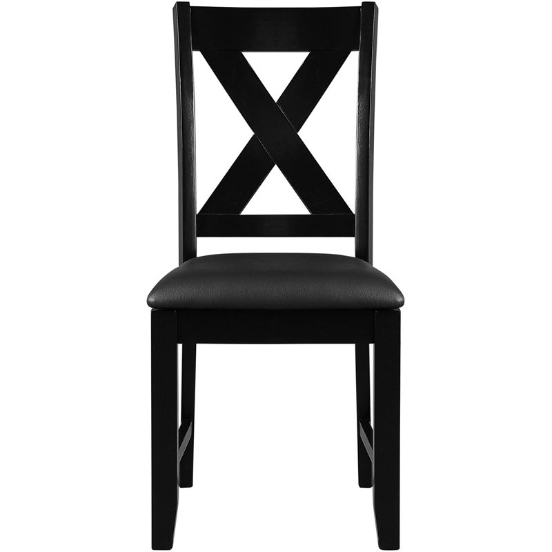 Kendal 6 Piece Wood Dining Set Black with Upholstered Seating