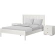 Graham Wooden Platform Bed in White King with 2 Nightstands