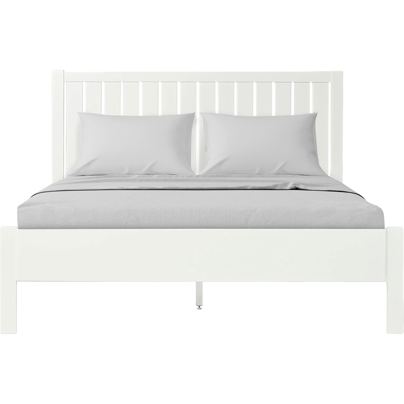Graham Wooden Platform Bed in White King with 2 Nightstands
