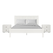 Graham Wooden Platform Bed in White King with 2 Nightstands