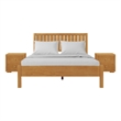 Graham Wooden Platform Bed in Oak King with 2 Nightstands
