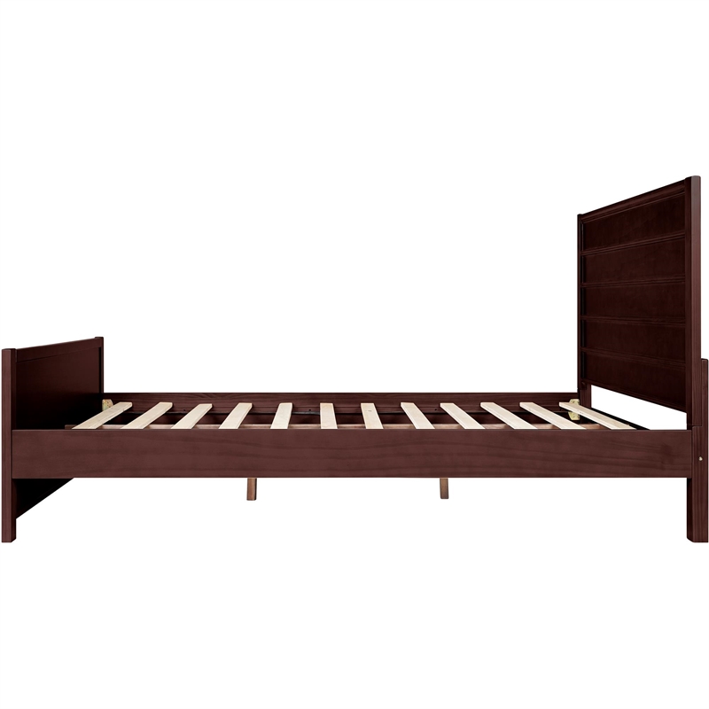 Caroline Wooden Platform Bed in Espresso Queen