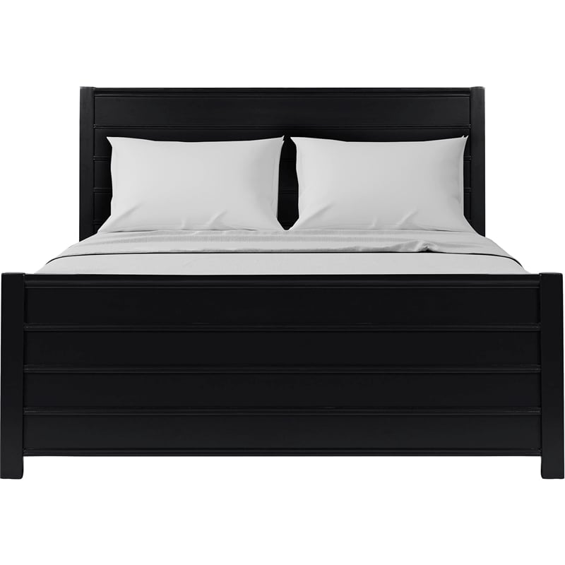 Caroline Wooden Platform Bed in Black Queen with 2 Nightstands