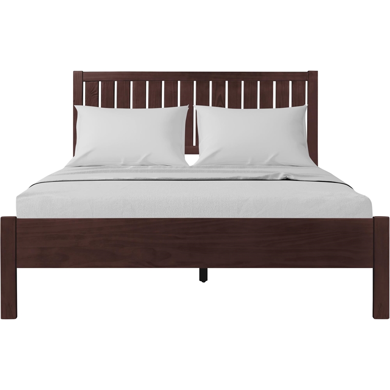 Graham Wooden Platform Bed in Espresso King with 2 Nightstands