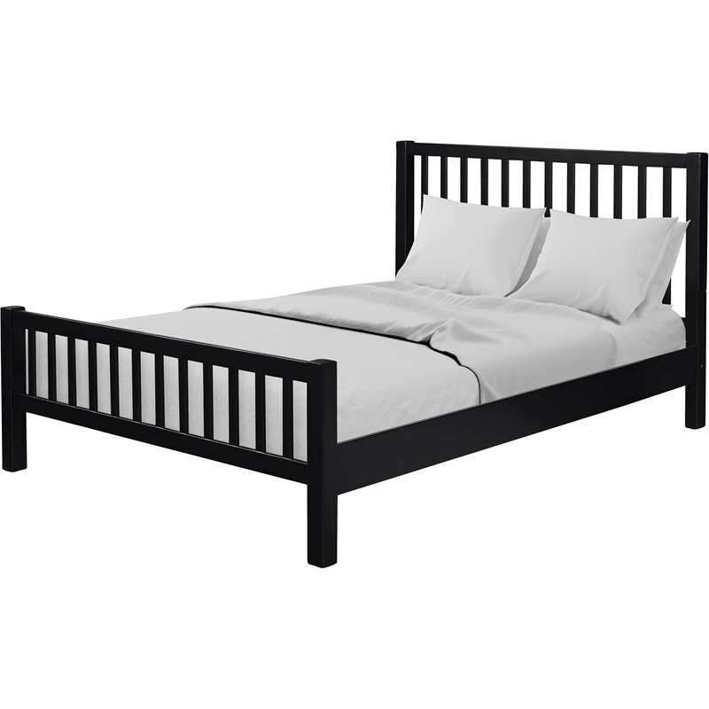 Hampton Wooden Platform Bed in Black Queen