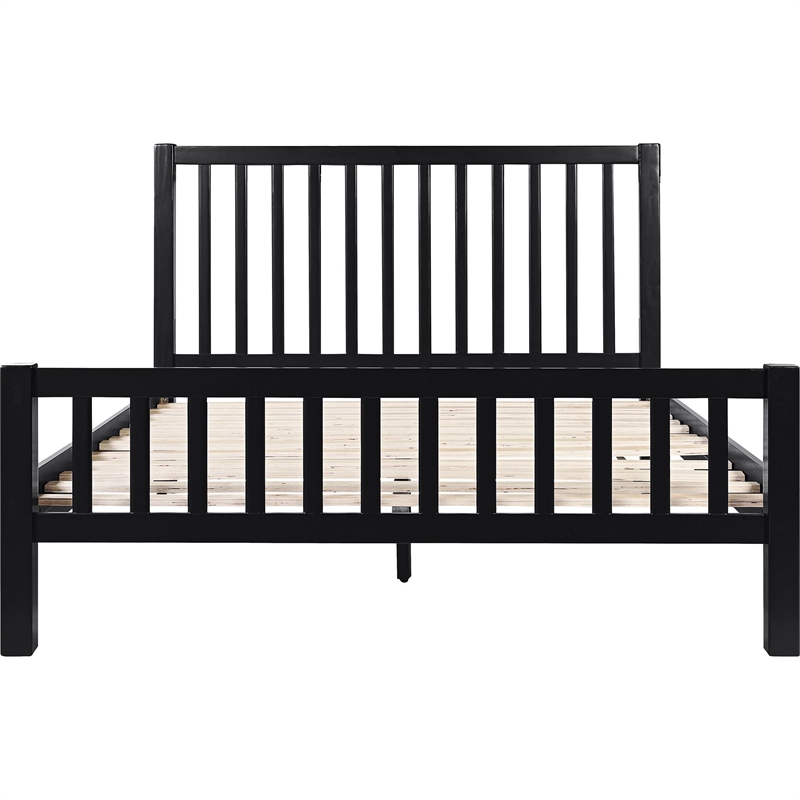 Hampton Wooden Platform Bed in Black Queen