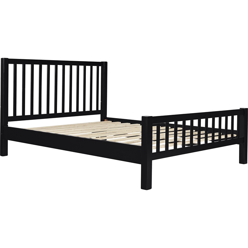 Hampton Wooden Platform Bed in Black Queen