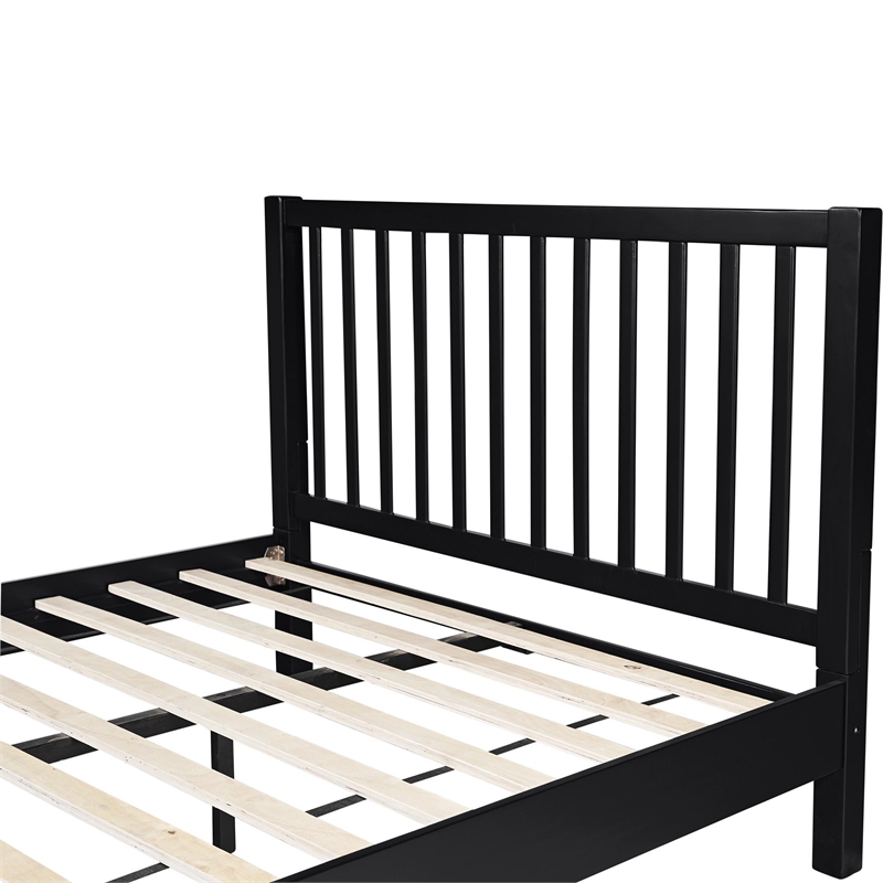 Hampton Wooden Platform Bed in Black Queen