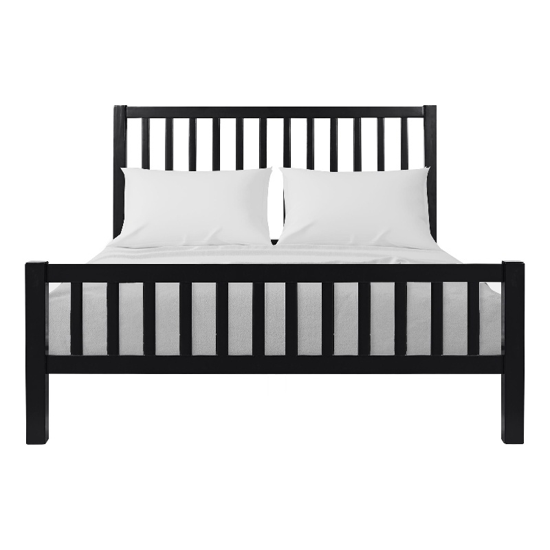 Hampton Wooden Platform Bed in Black Queen