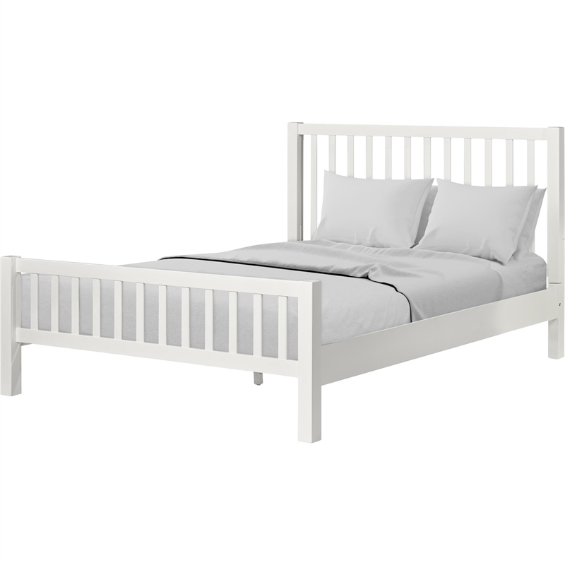 Hampton Wooden Platform Bed in White Queen
