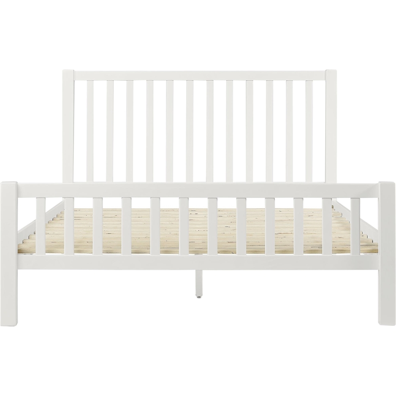 Hampton Wooden Platform Bed in White Queen