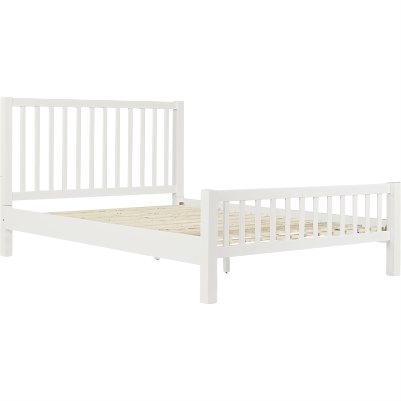 Hampton Wooden Platform Bed in White Queen