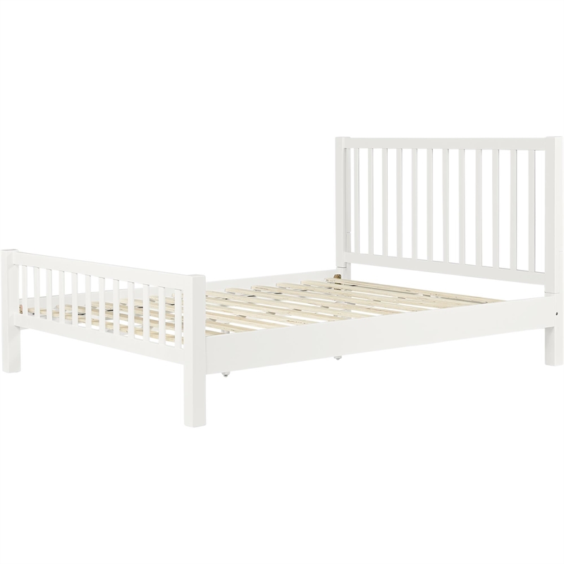 Hampton Wooden Platform Bed in White Queen