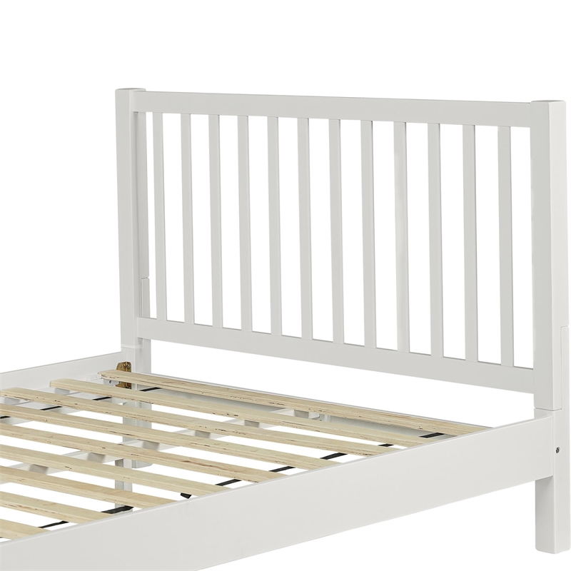 Hampton Wooden Platform Bed in White Queen
