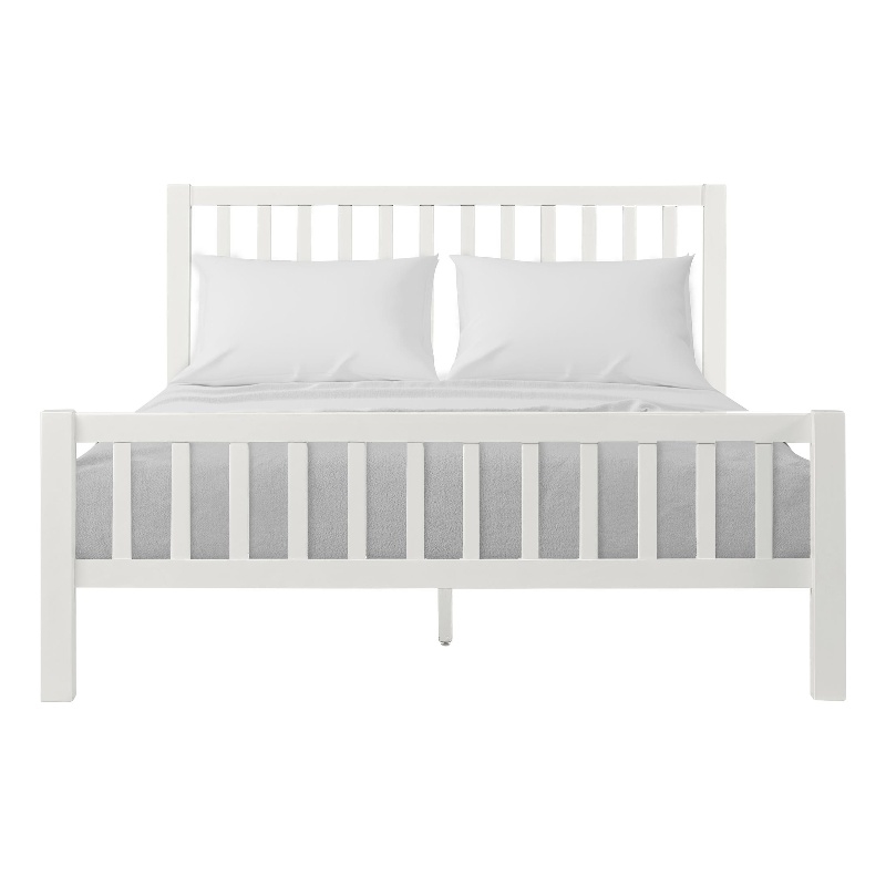 Hampton Wooden Platform Bed in White Queen