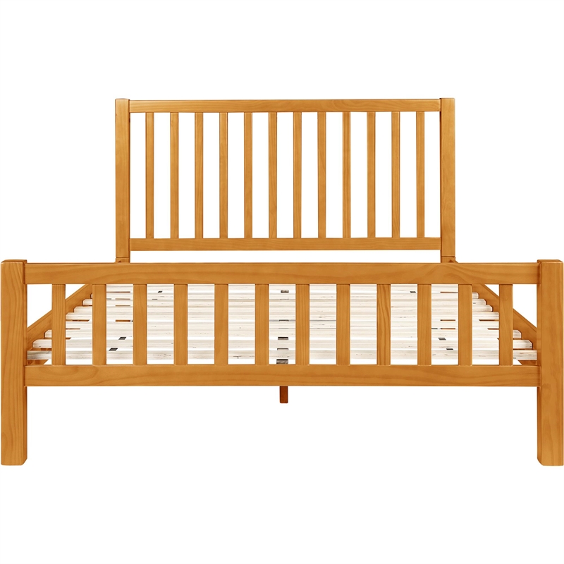 Hampton Wooden Platform Bed in Oak Queen