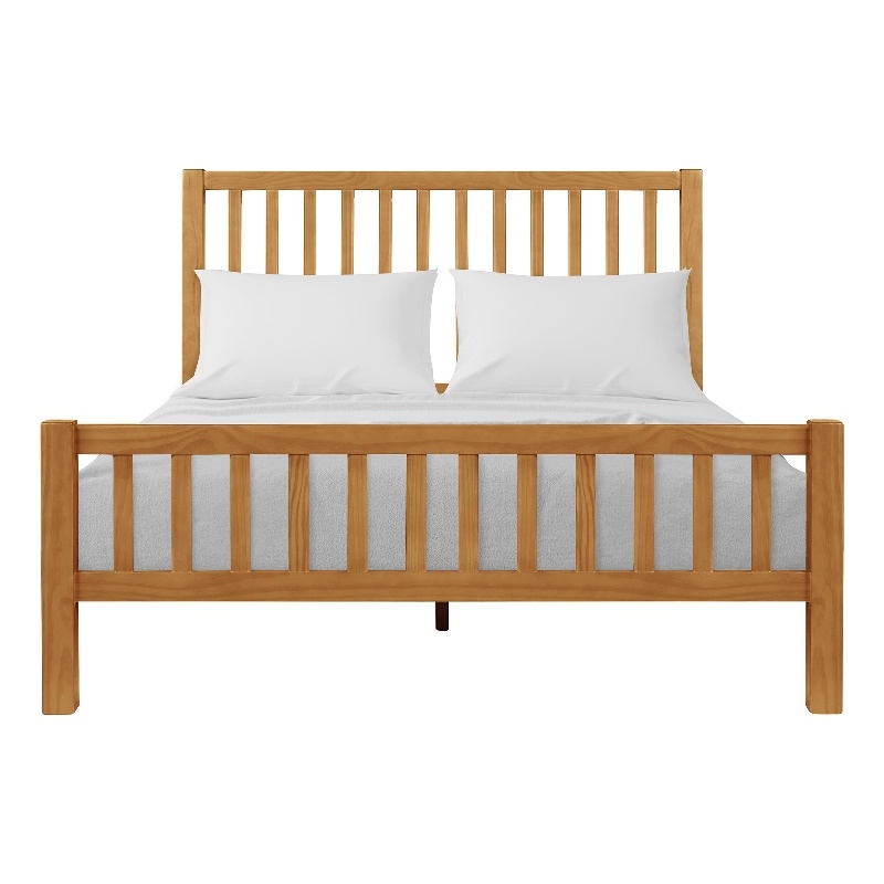 Hampton Wooden Platform Bed in Oak Queen
