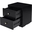 Hampton Wooden Platform Bed in Black Queen with 2 Nightstands