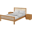 Hampton Wooden Platform Bed in Oak King with 2 Nightstands