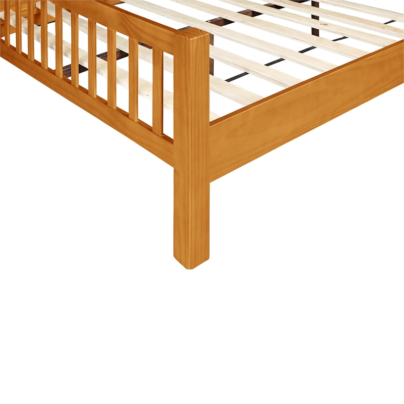 Hampton Wooden Platform Bed in Oak King with 2 Nightstands