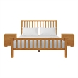 Hampton Wooden Platform Bed in Oak King with 2 Nightstands